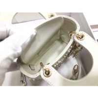 Dior Women CD Mini Lady Bag Latte Crinkle-Effect Lambskin White Resin Half-Pearl Cannage (1)