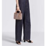 Dior Women CD Mini Lady Bag Square-Motif Embroidery Set Pink Strass White Round Beads - Image 12