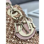 Dior Women CD Mini Lady Bag Square-Motif Embroidery Set Pink Strass White Round Beads - Image 9