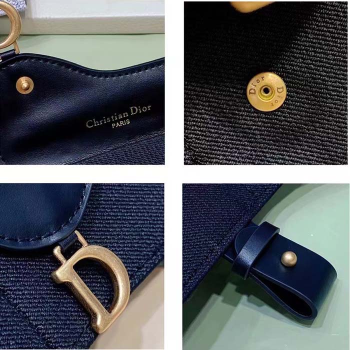 Dior Women CD Saddle Belt Black Smooth Calfskin Technical Fabric 80 MM Width