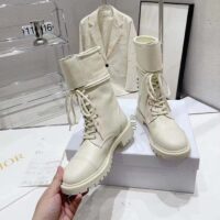 Dior Women CD Shoes D-Trap Ankle Boot White Calfskin Shearling (2)