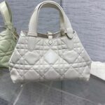 Dior Women CD Small Dior Toujours Bag Latte Macrocannage Calfskin Lock Strap Closures - Image 3