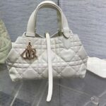 Dior Women CD Small Dior Toujours Bag Latte Macrocannage Calfskin Lock Strap Closures - Image 2