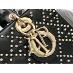 Dior Women CD Small Lady D-Joy Bag Black Crinkle-Effect Lambskin White Resin Half-Pearl Cannage - Image 9