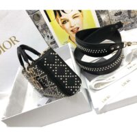 Dior Women CD Small Lady D-Joy Bag Black Crinkle-Effect Lambskin White Resin Half-Pearl Cannage (1)