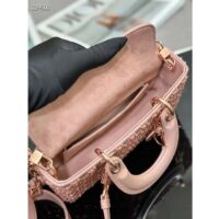 Dior Women CD Small Lady D-Joy Bag Rose Des Vents Cannage Calfskin Embroidered Resin Pearls (2)