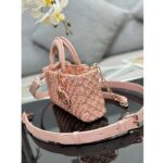 Dior Women CD Small Lady D-Joy Bag Rose Des Vents Cannage Calfskin Embroidered Resin Pearls - Imagen 4