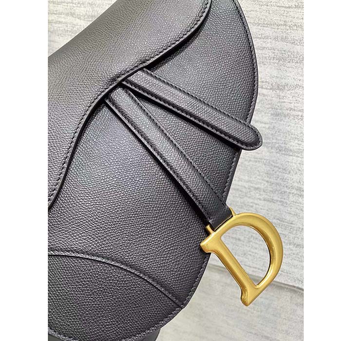 Dior Women Saddle Bag Strap Black Grained Calfskin CD Signature Interior Back Pocket (10)