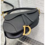 Dior Women Saddle Bag Strap Black Grained Calfskin CD Signature Interior Back Pocket - Image 4