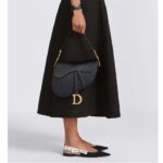 Dior Women Saddle Bag Strap Black Grained Calfskin CD Signature Interior Back Pocket - Image 11