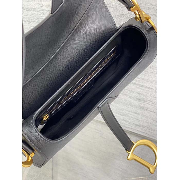 Dior Women Saddle Bag Strap Black Grained Calfskin CD Signature Interior Back Pocket (7)