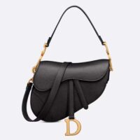 Dior Women Saddle Bag Strap Black Grained Calfskin CD Signature Interior Back Pocket (9)