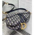 Dior Women Saddle Bag Strap Blue Dior Oblique Jacquard CD Signature Interior Back Pocket - Image 4