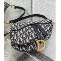 Dior Women Saddle Bag Strap Blue Dior Oblique Jacquard CD Signature Interior Back Pocket (8)