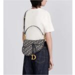 Dior Women Saddle Bag Strap Blue Dior Oblique Jacquard CD Signature Interior Back Pocket - Image 12
