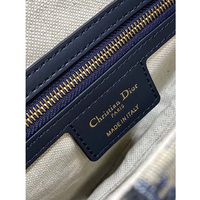 Dior Women Saddle Bag Strap Blue Dior Oblique Jacquard CD Signature Interior Back Pocket (13)