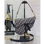 Dior Women Saddle Bag Strap Blue Dior Oblique Jacquard CD Signature Interior Back Pocket - Image 2