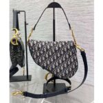 Dior Women Saddle Bag Strap Blue Dior Oblique Jacquard CD Signature Interior Back Pocket - Image 3