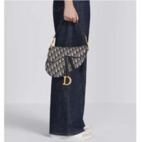 Dior Women Saddle Bag Strap Blue Dior Oblique Jacquard CD Signature Interior Back Pocket (8)