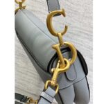 Dior Women Saddle Bag Strap Gray Grained Calfskin CD Signature Interior Back Pocket - Image 7