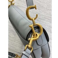 Dior Women Saddle Bag Strap Gray Grained Calfskin CD Signature Interior Back Pocket (3)