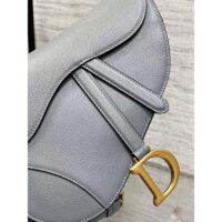 Dior Women Saddle Bag Strap Gray Grained Calfskin CD Signature Interior Back Pocket (3)