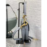 Dior Women Saddle Bag Strap Gray Grained Calfskin CD Signature Interior Back Pocket - Image 5