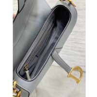 Dior Women Saddle Bag Strap Gray Grained Calfskin CD Signature Interior Back Pocket (3)