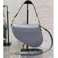 Dior Women Saddle Bag Strap Gray Grained Calfskin CD Signature Interior Back Pocket (3)