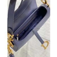 Dior Women Saddle Bag Strap Indigo Blue Grained Calfskin CD Signature Interior Back Pocket (8)