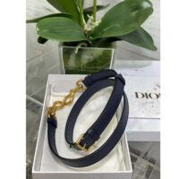 Dior Women Saddle Bag Strap Indigo Blue Grained Calfskin CD Signature Interior Back Pocket (8)