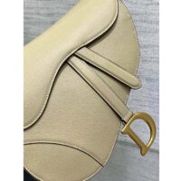 Dior Women Saddle Bag Strap Sand-Colored Grained Calfskin CD Signature Interior Back Pocket (6)