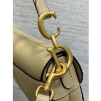 Dior Women Saddle Bag Strap Sand-Colored Grained Calfskin CD Signature Interior Back Pocket (6)