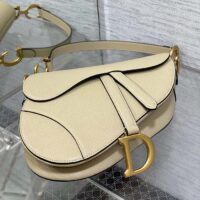 Dior Women Saddle Bag Strap Sand-Colored Grained Calfskin CD Signature Interior Back Pocket (6)