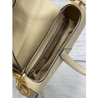 Dior Women Saddle Bag Strap Sand-Colored Grained Calfskin CD Signature Interior Back Pocket (6)