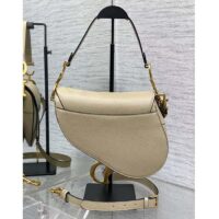 Dior Women Saddle Bag Strap Sand-Colored Grained Calfskin CD Signature Interior Back Pocket (6)