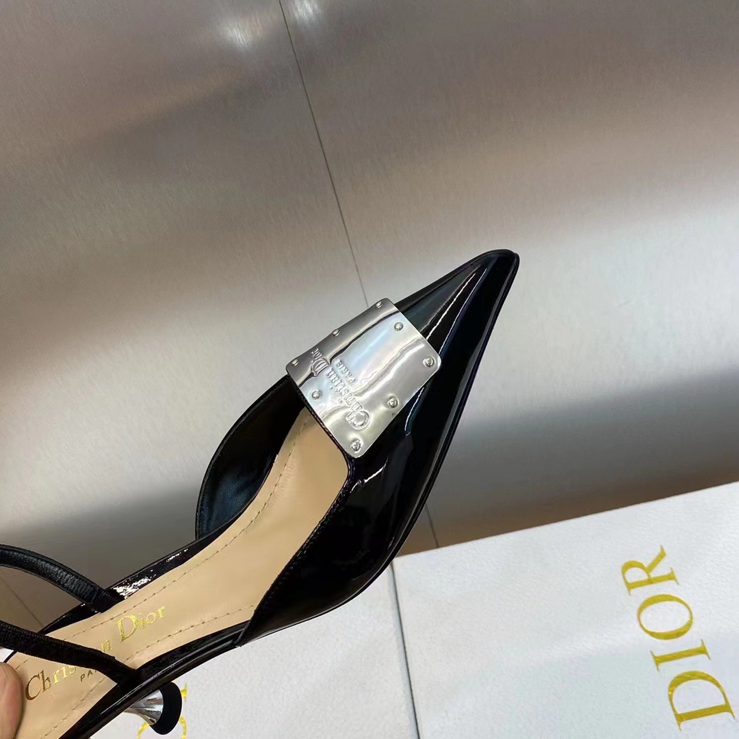 Dior Women Shoes CD La Parisienne Dior Slingback Pump Black Patent Calfskin (10)
