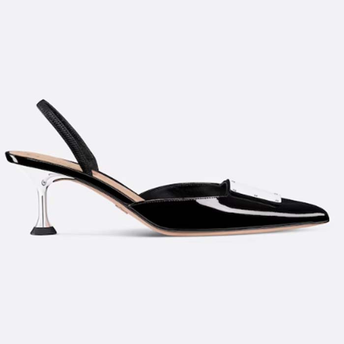 Dior Women Shoes CD La Parisienne Dior Slingback Pump Black Patent Calfskin