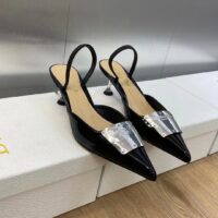 Dior Women Shoes CD La Parisienne Dior Slingback Pump Black Patent Calfskin (13)