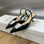 Dior Women Shoes CD La Parisienne Dior Slingback Pump Black Patent Calfskin – Image 7
