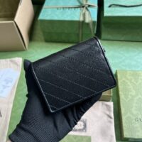 Gucci GG Unisex Blondie Card Case Wallet Black Leather Taffeta Lining Round Interlocking G (1)