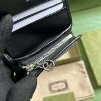 Gucci GG Unisex Blondie Card Case Wallet Black Leather Taffeta Lining Round Interlocking G (1)
