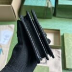 Gucci GG Unisex Blondie Card Case Wallet Black Leather Taffeta Lining Round Interlocking G - Imagen 8
