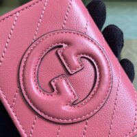 Gucci GG Unisex Blondie Card Case Wallet Pink Leather Taffeta Lining Round Interlocking G (1)