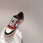 Gucci GG Unisex MAC80 Sneaker Black Red Leather White Fabric Interlocking G Embroidery Round Toe Rubber - Imagen 7