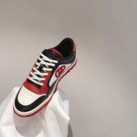 Gucci GG Unisex MAC80 Sneaker Black Red Leather White Fabric Interlocking G Embroidery Round Toe Rubber (10)