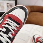 Gucci GG Unisex MAC80 Sneaker Black Red Leather White Fabric Interlocking G Embroidery Round Toe Rubber - Imagen 8