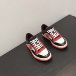 Gucci GG Unisex MAC80 Sneaker Black Red Leather White Fabric Interlocking G Embroidery Round Toe Rubber - Imagen 3