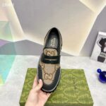 Gucci GG Unisex Maxi GG Loafer Camel Ebony Canvas Rubber EVA Sole Low-Heel - Image 9