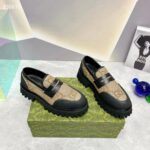 Gucci GG Unisex Maxi GG Loafer Camel Ebony Canvas Rubber EVA Sole Low-Heel - Image 3